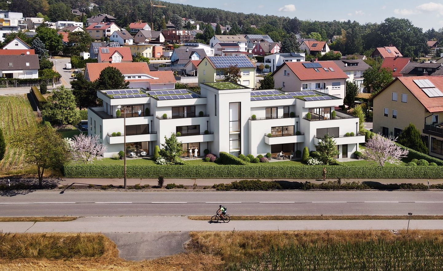 Gesamtansicht Neubauprojekt Schwandorf – Drohnenaufnahme